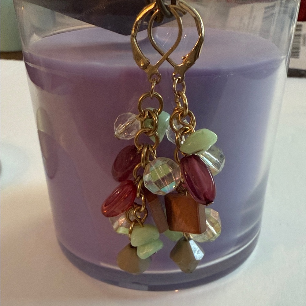 NWT Tommy Bahama Elegant Gold and Multicolor Dangle Earrings